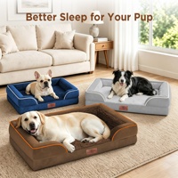 Grand lit orthopédique pour chien, imperméable, en velours sculpté, avec mousse alvéolée, canapé-lit pour animaux de compagnie, design moderne, emballage carton, base antidérapante