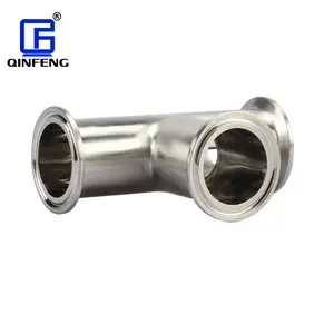 QINFENG CF8 Cf8m Stainless Steel Sanitary 304 316 3 Way Pipe Fitting Stainless Steel Food Grade Clamp Tri Clamp Tee