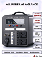 OEM 600W 800W Stasiun Daya Portabel 580Wh Generator Tenaga Surya Gelombang Sinus Murni untuk Berkemah, Luar Ruangan, Cadangan Rumah, Darurat