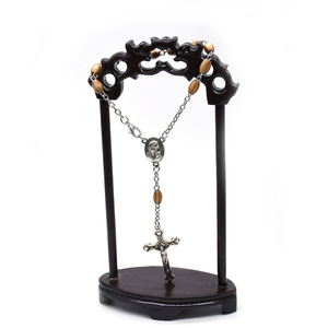 <span class=keywords><strong>Pulseras</strong></span> de Rosario Católicas Hechas a Mano, Mini Crucifijo, Cuentas de Oración, Cuentas de Madera Unisex <span class=keywords><strong>para</strong></span> <span class=keywords><strong>Bautizo</strong></span> Religioso - Product Image 4