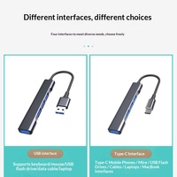 Hub Tipo C de Aleación de Aluminio con Interfaz USB 3.0, Conductor de PVC y Nylon, Función OTG, Divisor de Expansión Multipuerto para Teléfono Móvil y Tableta