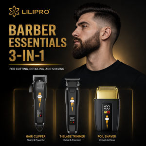 Kit de Barbería LILIPRO Profesional, Recortadora de Cabello con Cuchilla en T de Corte <span class=keywords><strong>Cero</strong></span>, <span class=keywords><strong>Afeitadora</strong></span> Eléctrica, Recortadora de Cabello Recargable para Hombres - Product Image 1
