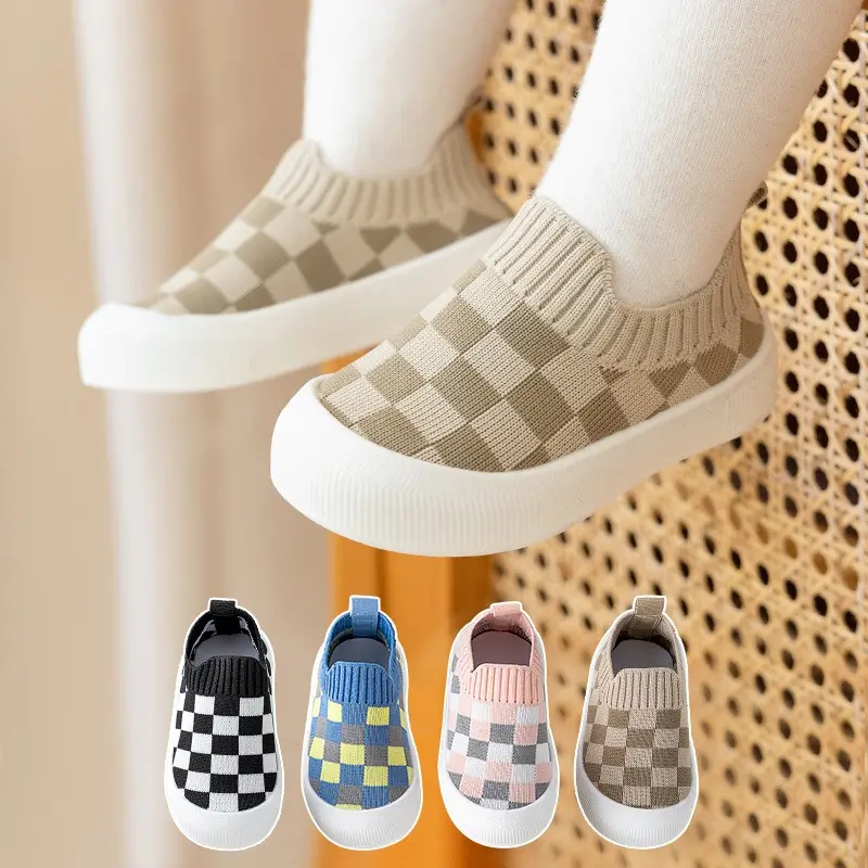 Di alta qualità moda modello scacchiera scarpe per bambini ragazze ragazzi scarpe da passeggio per bambino