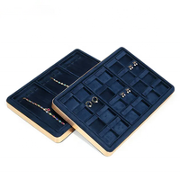 Accessoires de bijoux en métal bleu accessoires plateau d'affichage empilable collier anneau boucle d'oreille bijoux présentoir plateau de bijoux