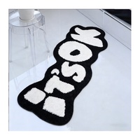 Tapis moelleux antidérapant à poils longs pour chambre d'enfant, tapis de salon doux et moelleux, tapis de zone noir et blanc