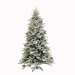 High Quality 6/7/8FT Artificial Flocked Christmas Tree PVC PE Mixed Light Hinged Christmas Tree