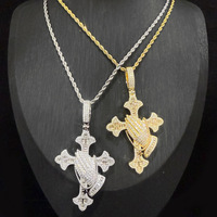 Collier pendentif visage sculpté portrait avatar 3D micro-pavé de zircon, bijoux hip-hop pour hommes, style exagéré, vente en gros