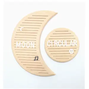 Placa de madeira de cartas redondas, círculo de madeira de cartas com letras plásticas