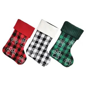 Customization Snowflake Pattern Christmas Stockings Customized Logo Knitted Fireplace Decoration Christmas Stockings