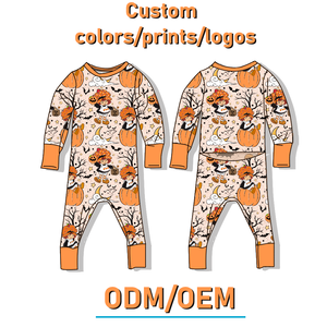 Pyjamas en bambou tricoté personnalisés avec fermeture éclair pour bébés et enfants, fermeture éclair bidirectionnelle, unisexe - Product Image 2