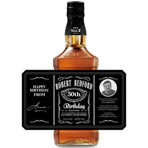 Stiker Label Botol Wiski Personalisasi Vinil Tahan Air Timbul Perekat Mandiri Gulungan Cetak Kustom untuk Bourbon Scotch