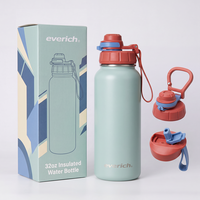 Bouteille d'Eau Isotherme en Acier Inoxydable 304, Meilleure Vente en Gros, Sans BPA, à Double Paroi, à Large Ouverture, Personnalisée, Sous Vide, avec Couvercle à Bec