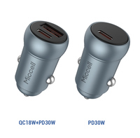 Miccell téléphone portable charge rapide 2 ports Usb Type C chargeur de voiture Mini Pd 30w usb c chargeur de voiture QC 3.0 pd type c chargeur