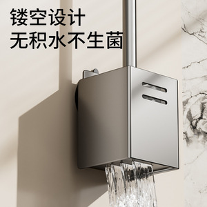 Support mural rectangulaire pour brosse de toilette, couleur gris anthracite, minimaliste, facile à nettoyer, outil de nettoyage pour salle de bain - Product Image 3