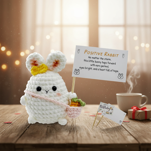 Biglietto d'Auguri Fatto a Mano all'Uncinetto con Coniglio, Regalo Carino 'Ti Amo' per Donne, Fidanzate, Anniversari di Matrimonio, Compleanni, Messaggio Positivo - Product Image 3