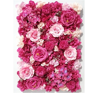 Guirlande murale de fleurs artificielles roses et vertes 8x8 pour chambre à coucher, avec hortensias, pour anniversaire, style Alibaba - Product Image 1