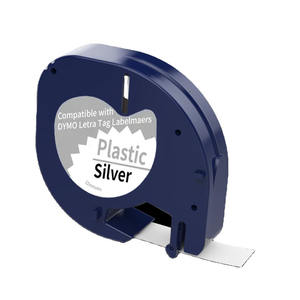Cinta de etiquetas negra sobre plata, casete de plástico térmico adhesivo Compatible con <span class=keywords><strong>DYMO</strong></span> <span class=keywords><strong>LetraTag</strong></span> LT100H 12mm * 4m reemplazo 91331 91338 - Product Image 1