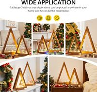 TSINYE Arbre de Noël en bois moderne avec lumières LED, mini arbre de Noël lumineux en bois, lampe de table style ferme