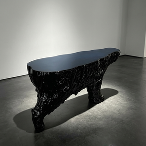 Mesa de Centro de Piedra Artificial, Mesa de Centro Escultural de Fibra de Vidrio, Mesa Auxiliar Negra Contemporánea para Sala de Estar - Product Image 1