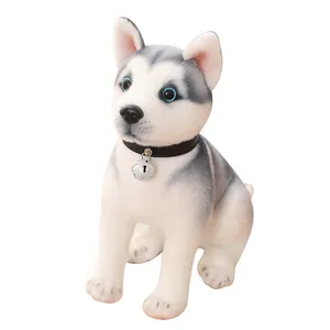 Đồ Chơi Thú Nhồi Bông Husky, Cuddly <span class=keywords><strong>Puppy</strong></span> Dog Plush Toy <span class=keywords><strong>Wolf</strong></span> Thú Nhồi Bông Có Cổ Và Chuông Nhỏ - Product Image 1