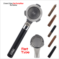 Porte-filtre sans fond plat de 51 mm à 3 oreilles en acier inoxydable 304 pour machines à café expresso Donlim Homix