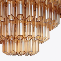 Grand plafonnier en cristal de luxe luminaires en verre ambré compatibles avec le salon de table de l'île
