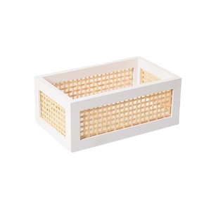 Rectangular Bamboo Woven Wooden Storage Basket With Handles For Desk Organization - Product Image 5