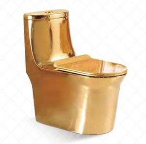 Inodoro de Cerámica de Lujo Chapado en Oro, Inodoro de Una Pieza de Porcelana, Venta Caliente de Fábrica China - Product Image 3