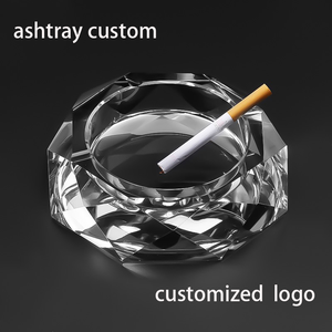 Custom Contemporary Seamless Crystal Glass Ashtray Laser Engraved Transparent Octagonal Indoor/Outdoor Smoking Gift Crafts