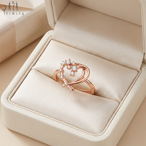 Anillo Apilable de Diseño de Corazón Moderno y Elegante, Hecho a Mano, para Exportación al por Mayor, en Oro Rosa Sólido de 18K con Diamantes Naturales Reales - Product Image 4