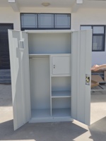 Armoire métallique à 2 portes personnalisée en usine avec coffre-fort, penderie en acier, meuble de chambre, placard de rangement pour vêtements en acier