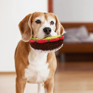 Tik Tok Hot Bán Dễ Thương Vui Vẻ Bền Con Chó Món Quà Sang Trọng Bánh Hamburger Con Chó Đồ Chơi Squeaker Vui Đồ Chơi Sang Trọng - Product Image 4