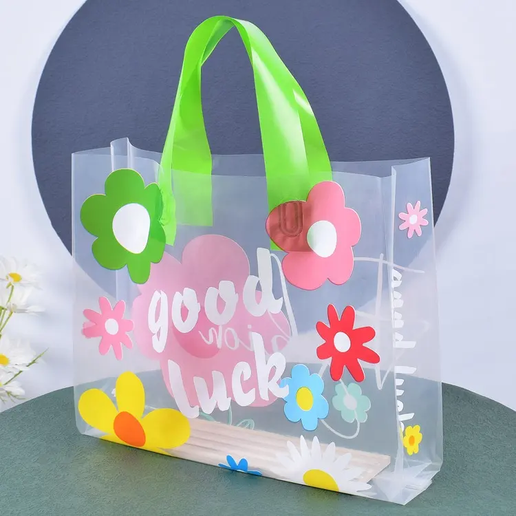 Hdpe Soft Loop Handle Digital Printing Perforated Carring Gift Poly Plastic Shopping Bags with own logo