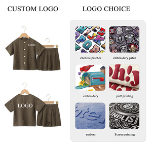 ชุดเสื้อผ้าเด็กแบบถักสองชิ้นสำหรับเด็กดีไซน์แบรนด์ของคุณเองชุดเสื้อผ้าสำหรับเด็กคอแบบยืดหยุ่นสายรัดเอวสีไอซิ่ง - Product Image 4