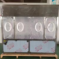 Kotak Sarung Tangan Isolator Aseptik 4 Port Baja Tahan Karat Filtrasi HEPA Tekanan Negatif Layar Sentuh untuk Uji Sterilitas
