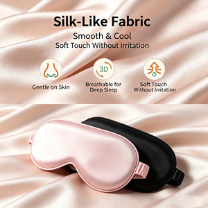 Ensemble de masques pour les yeux en satin de soie de mûrier 100% occultant, avec sangle élastique réglable, pour hommes et femmes, en gros, en vrac, avec coffret cadeau - Product Image 4
