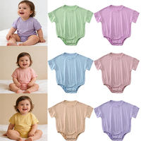 Pyjama bébé nouveau-né en coton doux personnalisé, combinaison à manches courtes, combinaison à bulles, combinaison d'été pour bébé fille et garçon