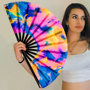 พัดไม้ไผ่พิมพ์ลาย UV สะท้อนแสง พับได้ สำหรับงานปาร์ตี้ งานเทศกาล เต้นรำ - Product Image 5