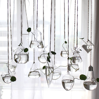 Jardinière murale suspendue Pot de plantes en verre Terrarium à eau Conteneurs en verre Vases muraux pour fleurs Plantes hydroponiques à l'air