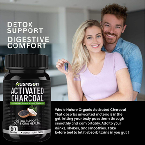 Ausreson Comprimés de Charbon Actif Naturel <span class=keywords><strong>Détox</strong></span> Minceur Marque Privée Soutien Nettoyage Intestinal et du Côlon Végétalien - Product Image 3