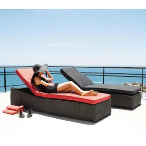 Conjunto de muebles de ratán para exteriores, tumbona de playa con mesa para todo tipo de clima