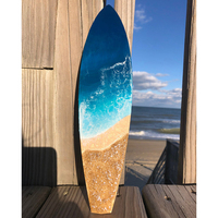 Table de plage en bois massif et résine époxy, en forme de planche de surf, meubles de salle à manger, sur mesure