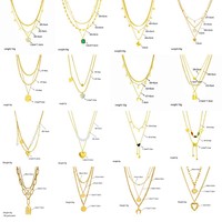 Collier pendentif personnalisé en acier inoxydable de qualité supérieure, plaqué or 18 carats, avec perles, cœur et papillon, pour femme, collier médaillon multicouche, cadeau
