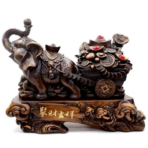 2023 çin Feng Shui ahşap heykeli fil heykeli reçine fil dekor ev dekor hayvan heykel
