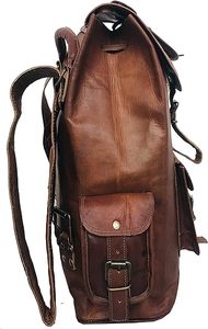 Sac à dos en cuir pleine fleur marron fermeture à glissière unisexe avec sac à dos en papier souple cadeau de fête des mères - Product Image 3