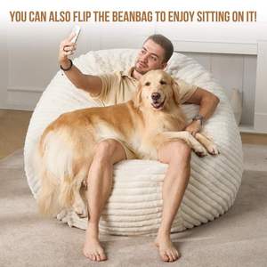 Grand fauteuil paresseux géant et moelleux, <span class=keywords><strong>pouf</strong></span> sac de rangement, avec logo personnalisé, rembourrage inclus et housse lavable pour adultes - Product Image 3
