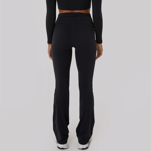 Pantaloni da Yoga Bootcut da donna Leggings <span class=keywords><strong>neri</strong></span> a gamba larga collant a forma di pancia - Product Image 5