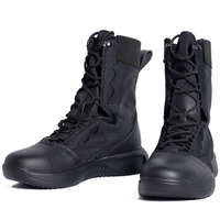 Bottes de travail tactiques légères avec fermeture éclair et lacets, doublure en maille respirante, résistantes aux chocs, antidérapantes, mi-mollet