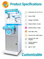 Mini machine à griffes 40*41*141cm, jeu d'arcade à monnayeur pour poupées, avec éclairage LED