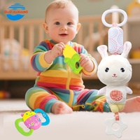 Jouet en peluche multifonctionnel pour bébé, jouet de dentition pour animaux, avec hochet, poussette